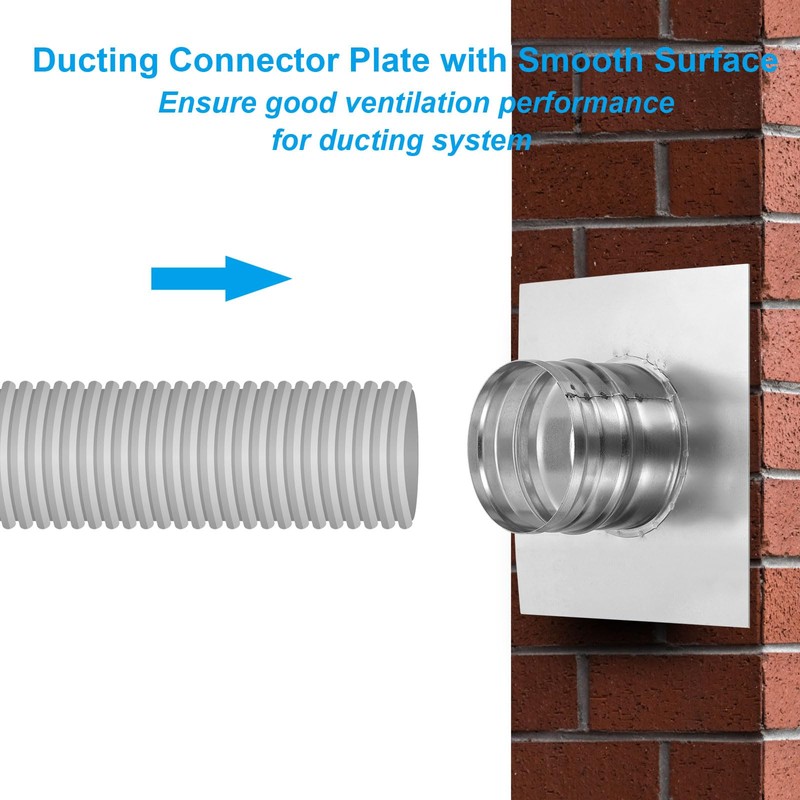 PATIKIL 4" Duct Connector Flange, Dryer Vent Wall Plate Square