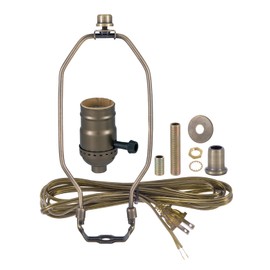 B&P Lamp® Antique Brass Finish Table Lamp Wiring Kit with a 7 Inch Harp and 3-Way Socket