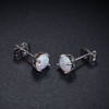 GEMSME 18K White Gold Plated 3/4/5/6/7mm Round Opal Stud Earrings