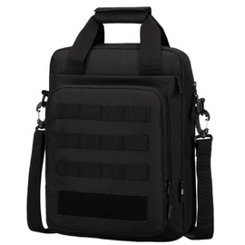 ZHIERNA Tactical Briefcase Shoulder Bag Small Men's Bag Messenger Bag Heavy Duty Molle Handbag for Work, Travel, Camping, Hiking, Black without patch