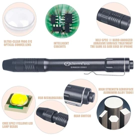 LIGHTFE Pen Light for Doctors and Nurses Penlight with Pupil Gauge, LED Source 150 Lumens (Max.Output) Frog Eye Optical Lens Zoomable for Auto Repairs, EDC Illumination, GOG Walking (D12-Y)