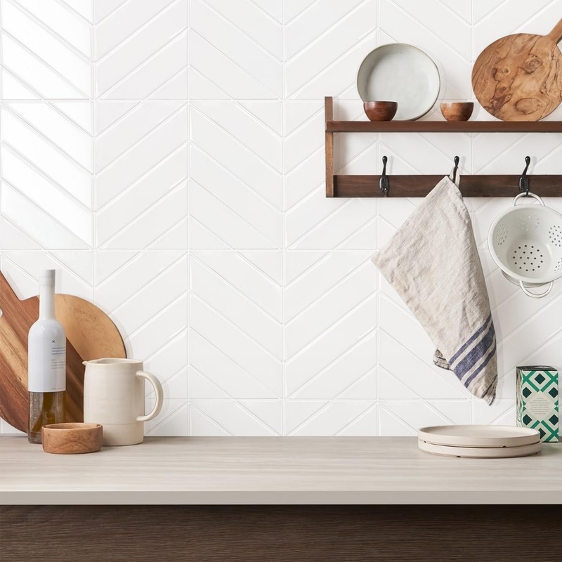 STICKGOO 10 Sheets Thicker Herringbone Peel and Stick Backsplash, 12.6”×9.7”
