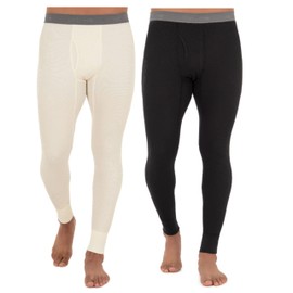Fruit of The Loom Men's 2-Pack Recycled Waffle Thermal Underwear Bottom, Black/Natural, Large