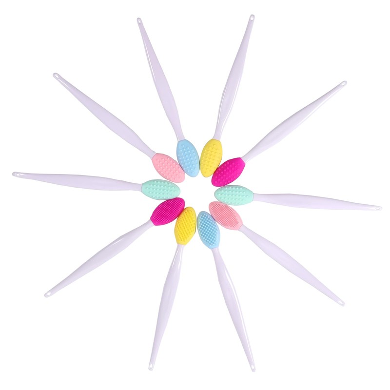 10pcs Silicone Scrub Lip Brush, Double Side Lip Exfoliating, Nose