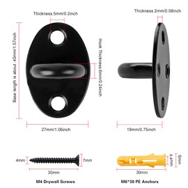 Stainless Steel Heavy Duty Mini Ceiling Hooks, Ceiling Hooks Pad Eyes Plate Marine Hardware Hooks with Screws(6pcs Mini Pad Eye)