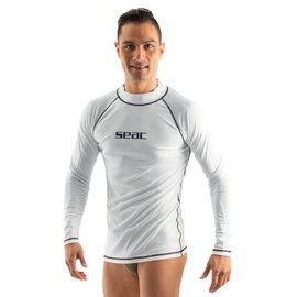SEAC Men's Rash Guard T White, Long Sleeve, Sun Protection 97.5%, M