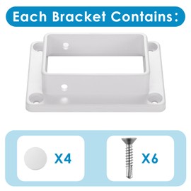 Canomo 2″ x 3.5″ White Vinyl Fence Brackets with Screws for Decking Railing and Vinyl Fencing Panel to Post Connection, Pack of 8