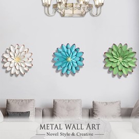AHYS Metal Wall Art Metal Wall Decor Indoor Outdoor Metal Wall Art Metal Flowers Wall Decor for Living Room Bedroom Bathroom Garden - 12Inch - Green