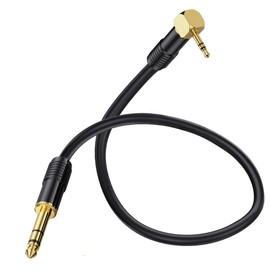 Right Angle 90Degree 3.5mm to 6.35mm Audio Cable, Gold 6.35mm 1/4" Inch Jack Male TRS Stereo to 3.5mm 1/8" Male TRS Audio Cable Adapter for Laptop, Home Theater Devices, Cellphone (1.8 Meter)