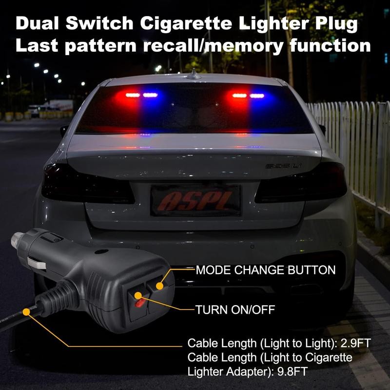 2x7.2 Inch Dash Emergency Strobe Lights 16LED Hazard Flashing Warning
