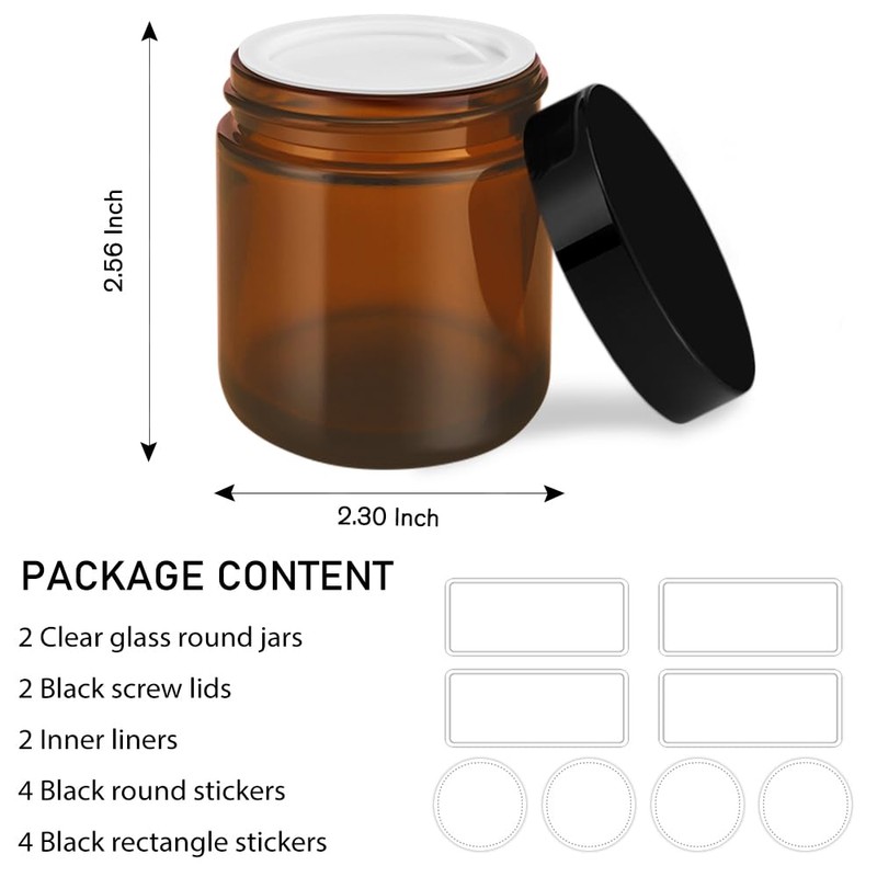 Small Glass Containers with Lids, Tecohouse 4 oz Glass Jars