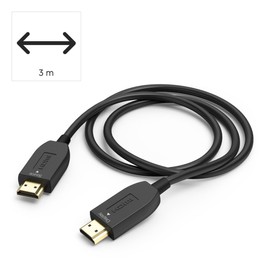 Hama HDMI Cable High Speed 3 m Long 8K (HDMI Cable, 4K @ 120 Hz, 8K @ 60 Hz, 48 Gbps, Optical Monitor Cable, HD Screen Cable with eARC, Ethernet, HDR, Fully Shielded, Kink Protection, Gold-Plated