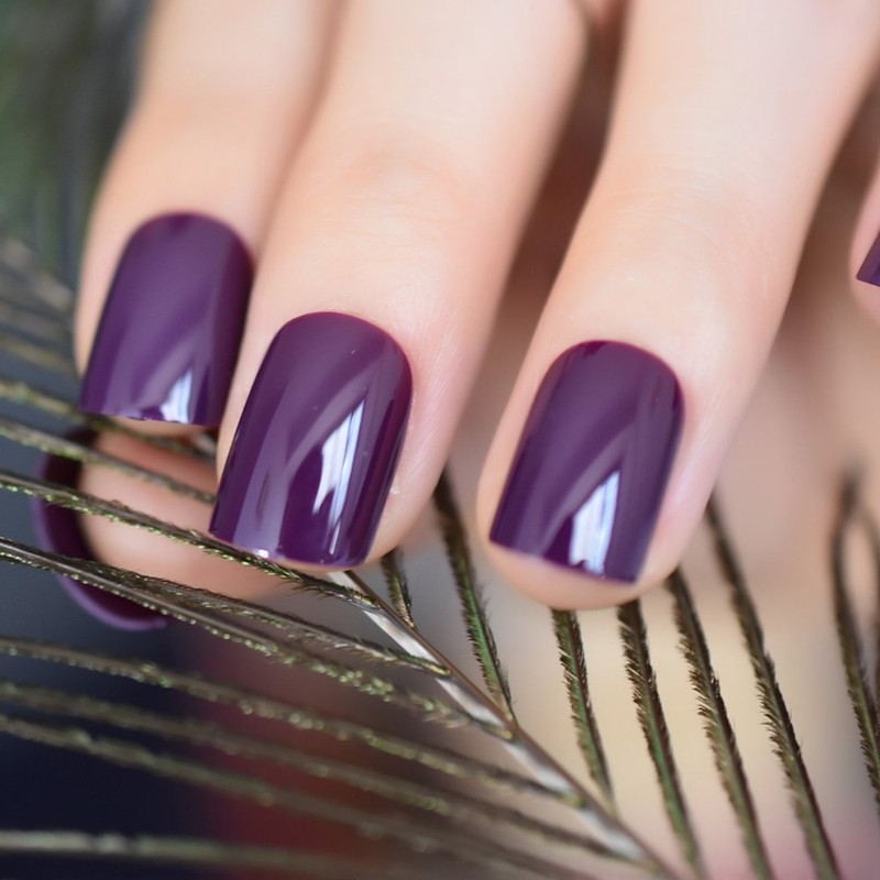 CoolNail Dark Violet False Fake Nail Tips Deep Purple Acrylic