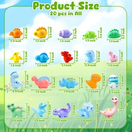 Exasinine 20 Pcs Mini Dinosaur Figures Set Mini Resin Animals, Miniature Dinosaur Figurines for DIY Micro Landscapes Terrarium Fairy Garden Birthday Gift