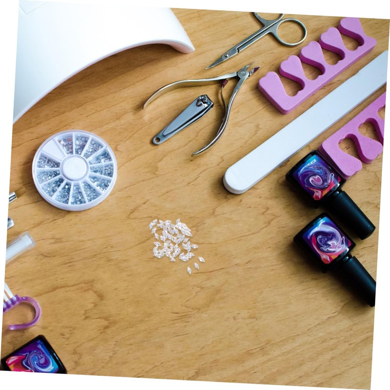 Baluue 50pcs Mini Rhombic Nail Rhinestones Shiny Flatback Zircon Stones