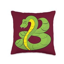 Kaisi Drawing,snooze,snooze,dream Sleep,dream Pajamas, Snooze Light, Green Mamba, Snake Sleep Throw Pillow, 16x16, Multicolor