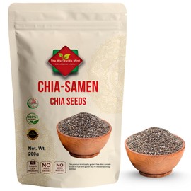 Chia Seeds 200g – 100% Natural, High in Omega-3, Fibre & Protein – Vegan, Gluten-Free, Raw Superfood – Ideal for Smoothies, Baking, Porridge, Salads – Resealable Pouch