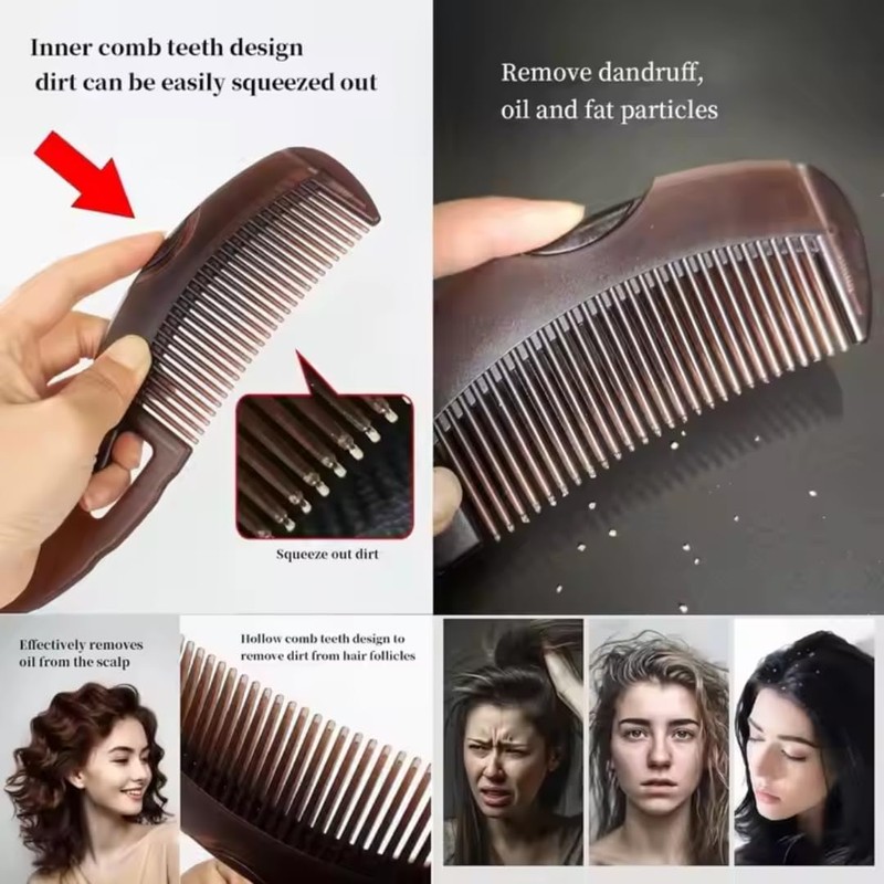 Dandruff Comb & Lice Comb with Handle - Hollow Tooth