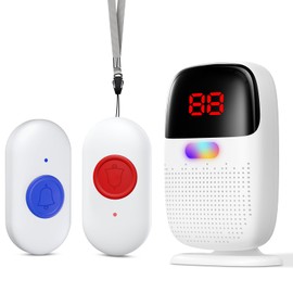 Pakinui Emergency Call Button for Seniors, Emergency Call Bracelet with Digital Display, Wireless Home Emergency Call Seniors USB Charging, Portable Emergency Button for Seniors with 38 Ringtones, 2