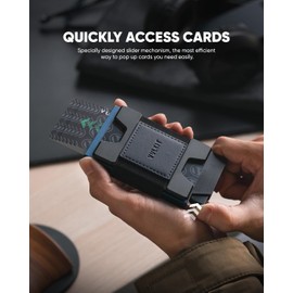 VULKIT Minimalist Pop Up Wallet Slim Credit Card Holder Case RFID Blocking with Expandable Backplate, Holds Cards and Cash