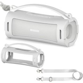 BCWXION Silica Gel Protective Cover for Sony Wireless Speaker SRS-ULT10 with Shoulder Strap (White)