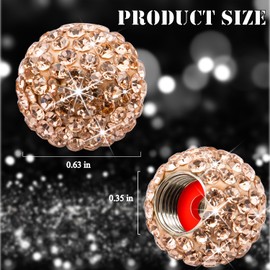 MEAJOO 4PCS Bling Crystal Diamond Tire Stem Valve Caps, Crystal Shinny Rhinestone Car Wheel Tire Valve Caps for Women, Universal for Cars, SUV, Trucks, Bikes, Motorcycles, Bicycles (Rose Gold)