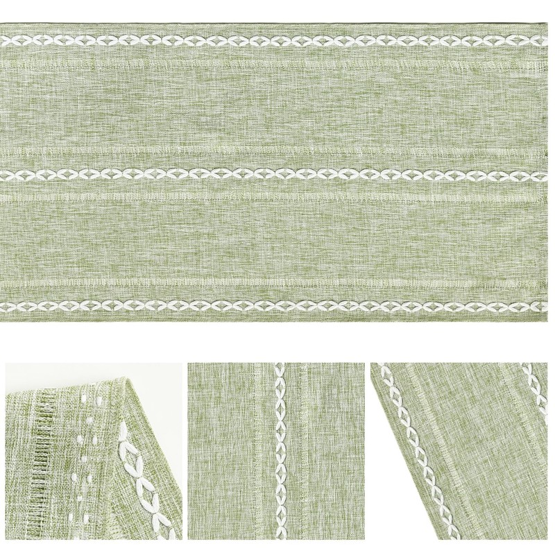 Artoid Mode Sage Green Rustic Cotton Linen Table Runner, Seasonal
