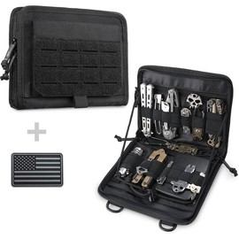 Tactical Folding Admin Pouch, Molle Tool Bag of -Cut Design, Utility Organizer EDC Medical Bag Modular Pouches Tactical Attachment Waist Pouch Include U.S Patch - Color: Black