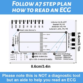 HQRKOTM 1 x Card Case Packaging ECG 7 Step Ruler, Pocket Size 8.6 cm x 5.4 cm, Aid for Reading and Studying Your ECG, Ideal for Students, Nurses and Doctors, a