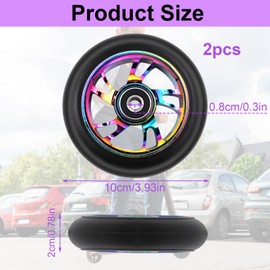 100 mm Stunt Scooter Wheels Scooter Tyres – Scooter Wheels Replacement Wheels, with Aluminium Alloy Rims and Anti-Lock Bearings, Scoot and Ride Scooter Accessories for Scooters