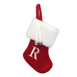 7" Red/White Monogram "R" Mini Stocking