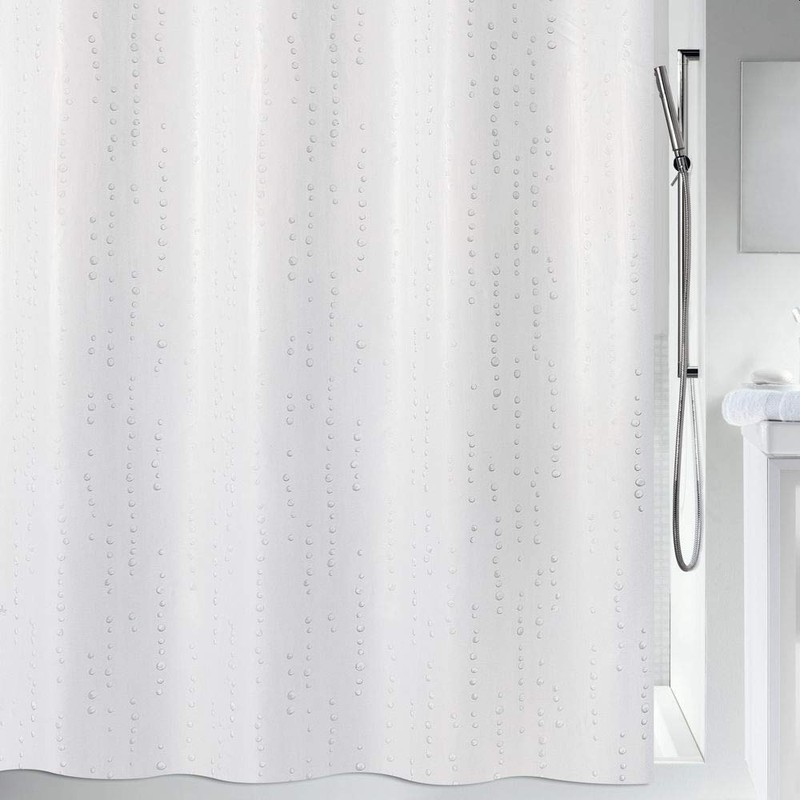 Spirella Wet White Pearl Effect Textile Polyester Shower Curtain, 180