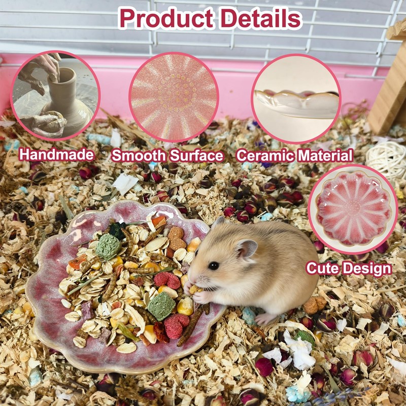 4PCS Ceramic Hamster Food Dish,Sunflower Guinea Pig Food Bowls 4.5in