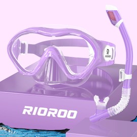 RIOROO Children's Diving Goggles, Swimming Goggles for Boys Girls Teenagers, Snorkel Mask with Nose Cover, Anti-Fog, Anti-Leak Diving Mask, 180° Panorama HD Swimming Mask for Children 4-14 Years