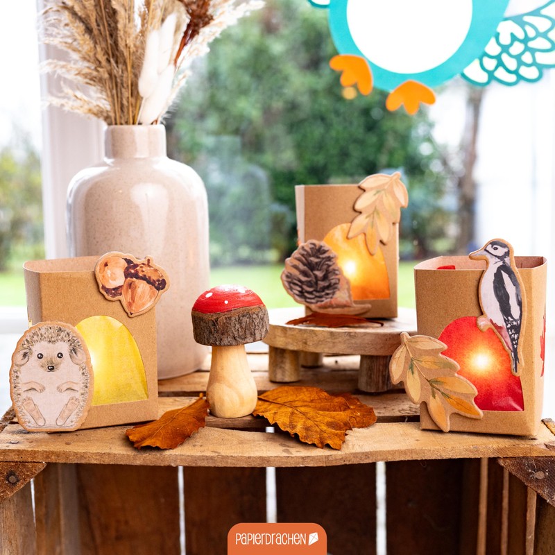 Papierdrachen Table Lights with Forest Animals - Pack of 8