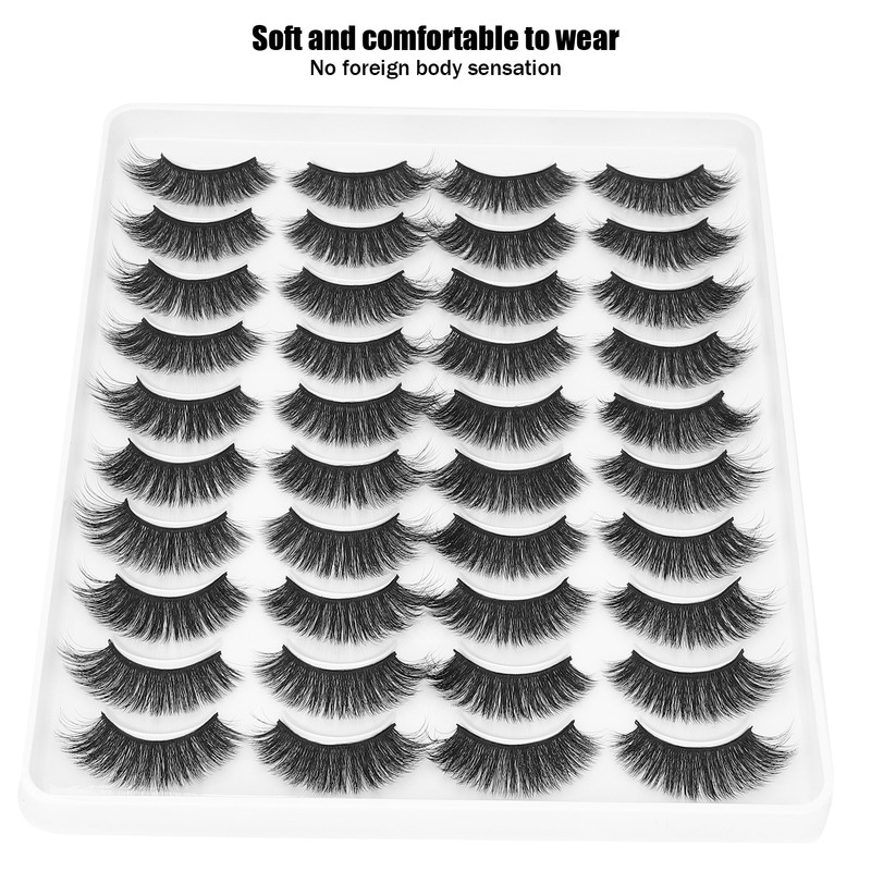20 Pairs Makeup False Lashes Salon Long Curly Thick ThreeDimensional