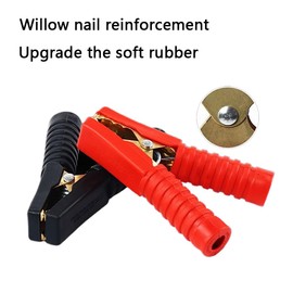 2Pcs 100A Jump Lead Clamps Heavy Duty Pure Copper Crocodile Clamps Car Booster Cable Clips for Auto Vehicle Truck Boat (1 Pcs Black 1 Pcs Red)