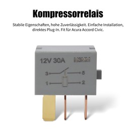 HISports Car Compressor Relay 39794-SDA-A05, 4-Pin 12 V, Black, Micro Relay, Automatic, Work Contact, DIN Rail Mounting, 30 A, Relay