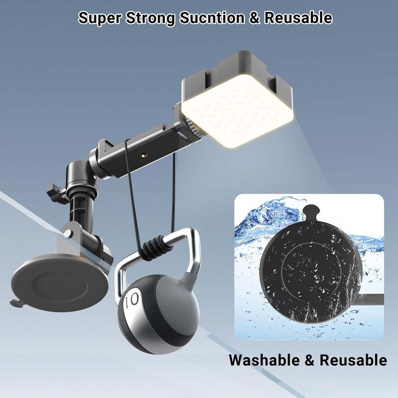 Voinap Suction Cup Mirror Phone Holder with Rechargeable Light, Versatile