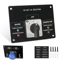 OELFFOW AC Rotary Selector Switch Panel - 120V 30A, 2 Position Rotary Switch with Reverse Polarity LED Indicator Light, for Ships Commercial Vessels Naval Ships Private Yachts
