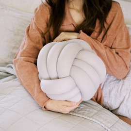 Bearaby Hand-Crafted Knot Pillow Ball - Relieve Stress with Oeko-TEX Certified Organic and Gently Weighted Material - Handcrafted Throw Pillows from Natural Latex Foam (Moonstone Grey, Large)
