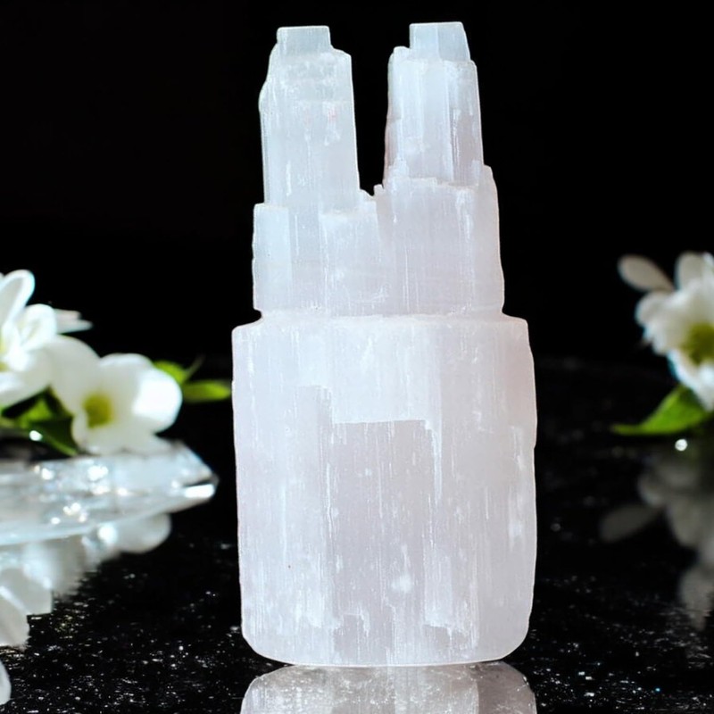 4All Selenite Crystal Twin Tower Pillars Handmade Spritual Energy Healing