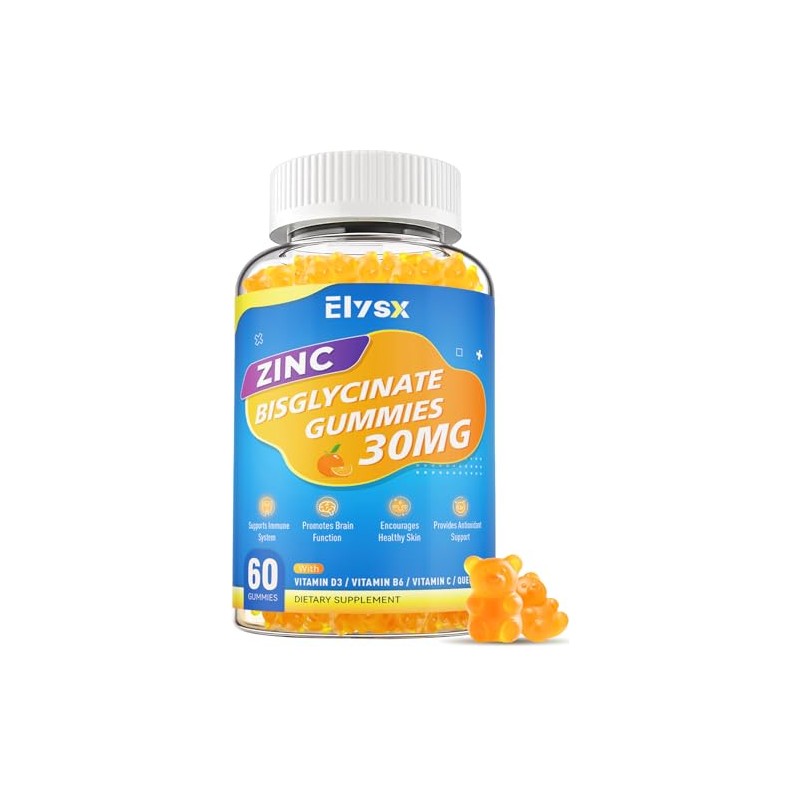 Zinc Glycinate 30 mg Gummies, Chewable Zinc Supplement for Women