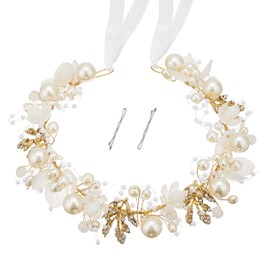 QIUTIMIY Flower Girl Hair Accessory,Princess Headpiece for Bridal Wedding,first communion pearl headpiece for girls Women,Style5