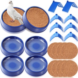 Geelin 16pcs Pet Bird Supplies Set 4pcs Pigeon Nest Bowl with 4pcs Coconut Palm Mat Nest Box Pads 8pcs Pigeon Stand Dove Rest Stand Pet Cage Supplies for Racing Pigeons Doves Quails Small Birds