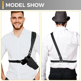 Adjustable Shoulder Holster for Men Universal Gun Holsters for Concealed Carry Leather Chest Holster with 7 Spare Bullet Holes Fits 1911, Glock 17/19/23, and Most Pistols (Right Hand Use)