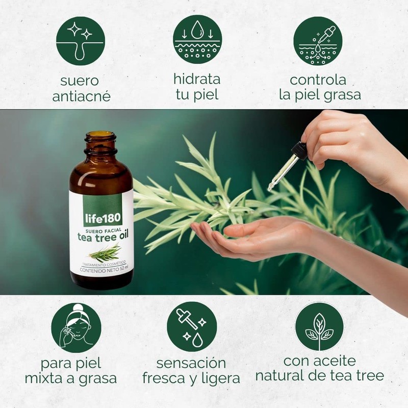 Life180, Tea Tree Suero Facial para control de grasa y