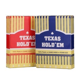 QEZEZA Playing Cards Set of 2 TEXAS HOLD`E Playing Cards Plastic 100% Plastic Material PVC Flexible Abrasion Resistant Durable Waterproof Washable (Blue + Red)