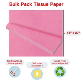 Packanewly Bulk Gift Wrapping Tissue Paper, 100 Sheets Pink, 15 x 20 Inch Gift Wrap Paper for Art Craft Festival Birthday Party Floral Pompom