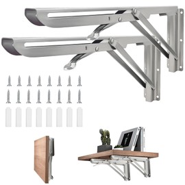Folding Console Heavy Duty 300 mm, Pack of 2 Stainless Steel Folding Console Table Folding Shelf Brackets Folding Shelf Brackets Wall Shelf Support Bracket for DIY Bracket Folding Table